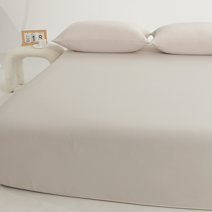 91家纺网 家纺一手货源 找家纺 恩和家纺 2025新款简约纯色A类弹力凉感床笠 卡其