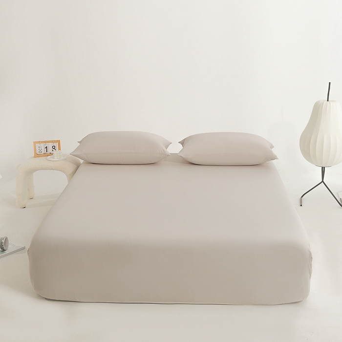 恩和家纺 2025新款简约纯色A类弹力凉感床笠 卡其