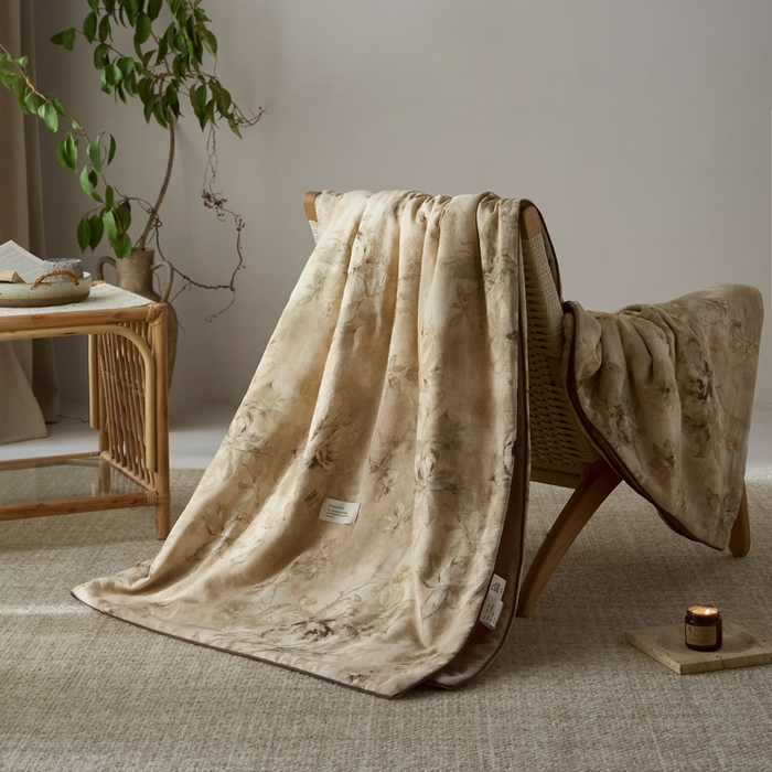 91家纺网 家纺一手货源 找家纺 大彩家居 2026新款棉麻夏被 荒野玫瑰