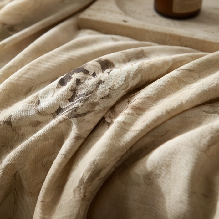 91家纺网 家纺一手货源 找家纺 大彩家居 2026新款棉麻夏被 荒野玫瑰