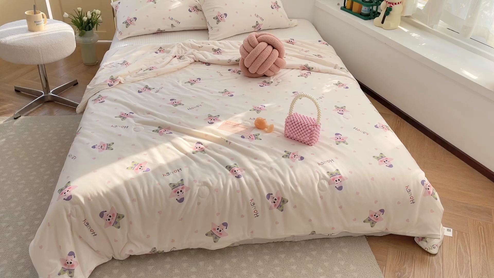 91家纺网 家纺一手货源 找家纺 咏绒家纺工厂店 厂家直销网销爆款花型永不断货2025春夏新款A类牛奶针织棉大豆夏被（长期款） 派大海星