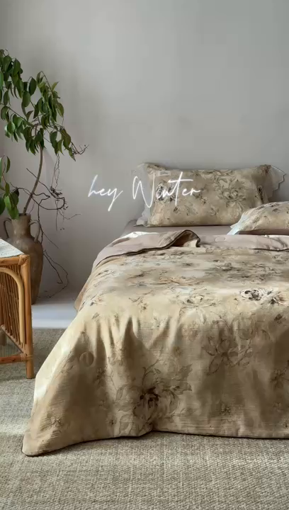 91家纺网 家纺一手货源 找家纺 大彩家居 2026新款棉麻夏被 荒野玫瑰