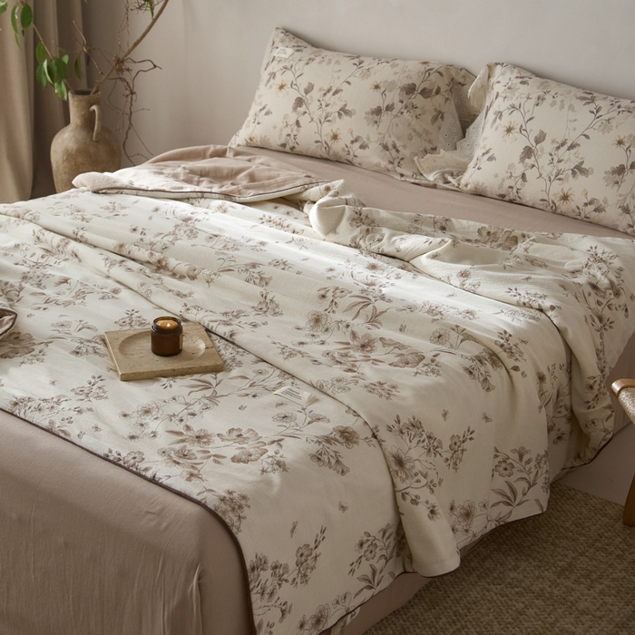 91家纺网 家纺一手货源 找家纺 大彩家居 2026新款棉麻夏被 林间拾遗