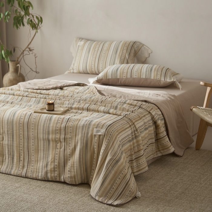 91家纺网 家纺一手货源 找家纺 大彩家居 2026新款棉麻夏被 摩洛哥诗篇