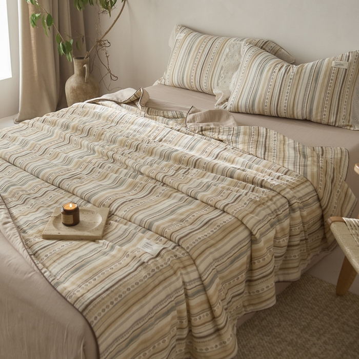 91家纺网 家纺一手货源 找家纺 大彩家居 2026新款棉麻夏被 摩洛哥诗篇