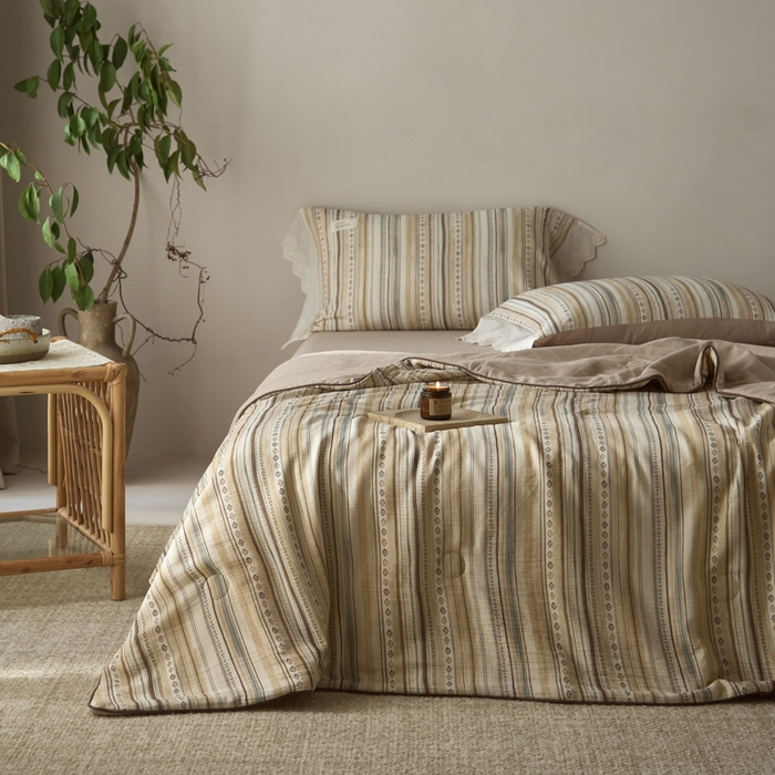 91家纺网 家纺一手货源 找家纺 大彩家居 2026新款棉麻夏被 摩洛哥诗篇