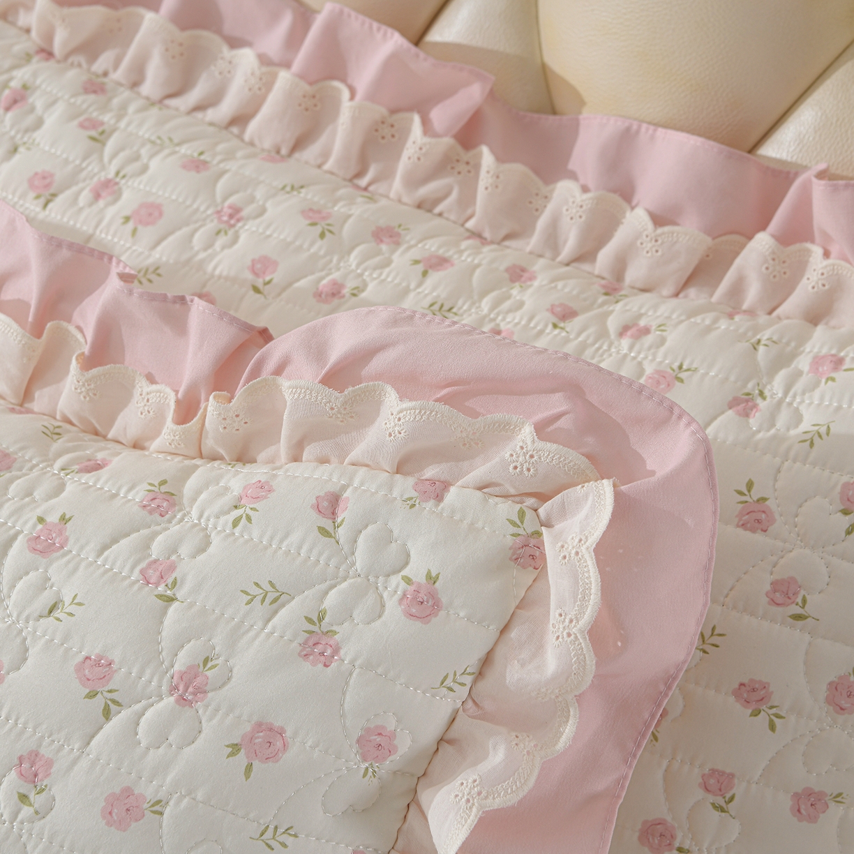 91家纺网 家纺一手货源 找家纺 金梦家居 2026新款水洗棉床盖夏被款四件套 花开朵朵