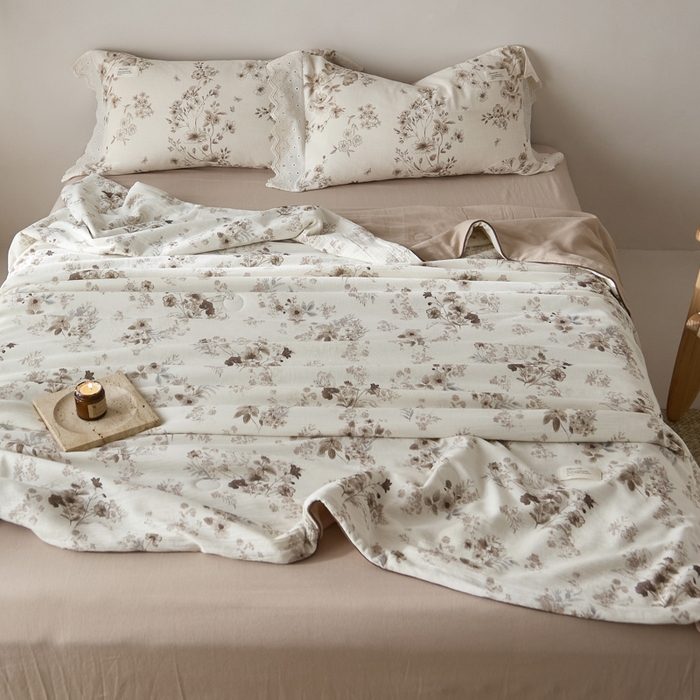 91家纺网 家纺一手货源 找家纺 大彩家居 2026新款棉麻夏被 浅秋印象