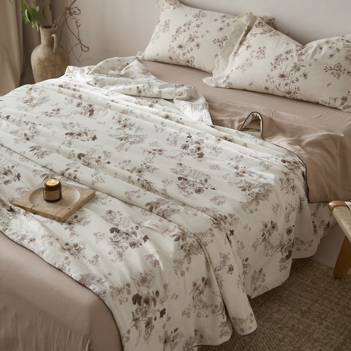 91家纺网 家纺一手货源 找家纺 大彩家居 2026新款棉麻夏被 浅秋印象