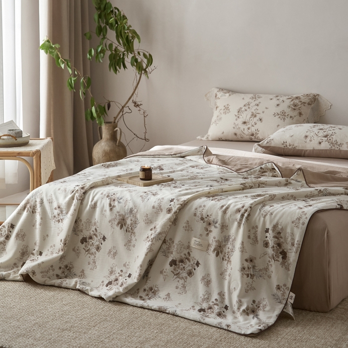 91家纺网 家纺一手货源 找家纺 大彩家居 2026新款棉麻夏被 浅秋印象