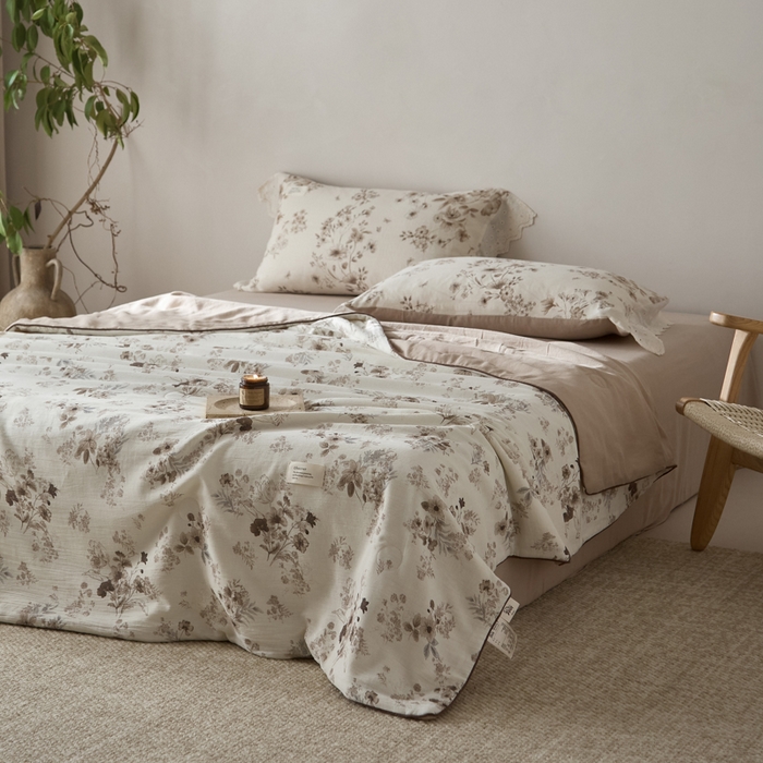 91家纺网 家纺一手货源 找家纺 大彩家居 2026新款棉麻夏被 浅秋印象