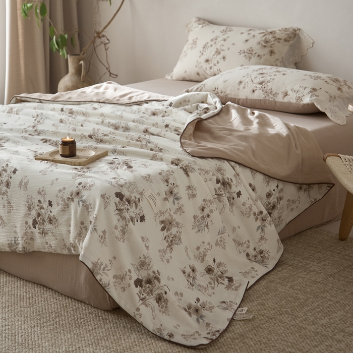 91家纺网 家纺一手货源 找家纺 大彩家居 2026新款棉麻夏被 浅秋印象