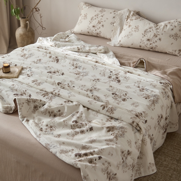 91家纺网 家纺一手货源 找家纺 大彩家居 2026新款棉麻夏被 浅秋印象