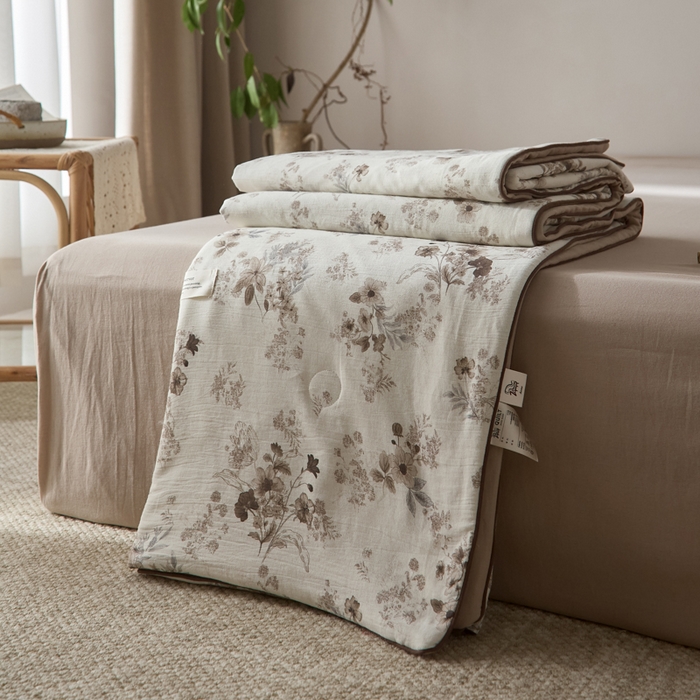 91家纺网 家纺一手货源 找家纺 大彩家居 2026新款棉麻夏被 浅秋印象