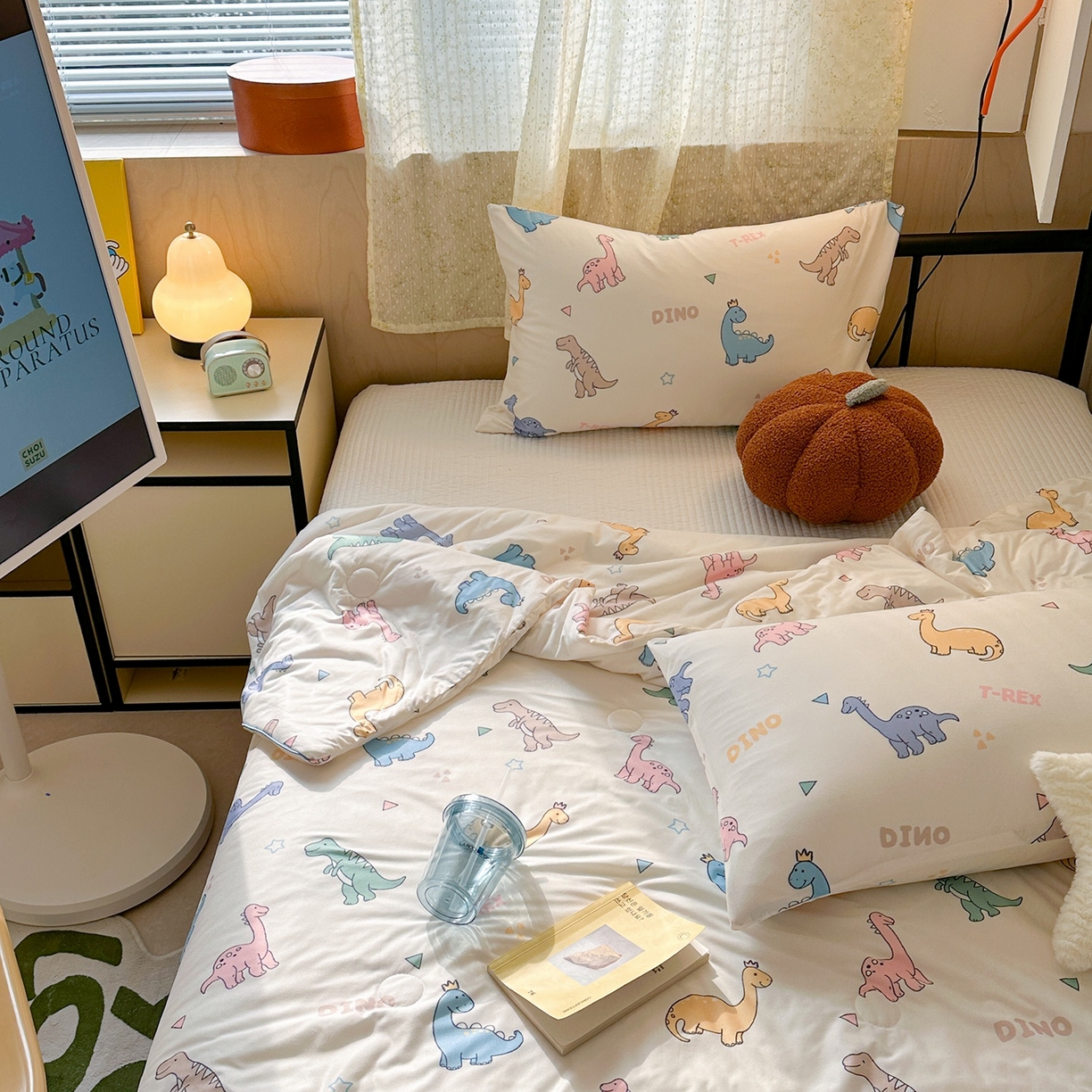 91家纺网 家纺一手货源 找家纺 咏绒家纺工厂店 厂家直销网销爆款花型永不断货2025春夏新款A类牛奶针织棉大豆夏被（长期款） 七彩恐龙