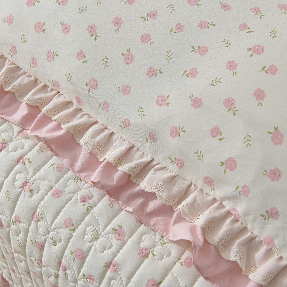 91家纺网 家纺一手货源 找家纺 金梦家居 2026新款水洗棉床盖夏被款四件套 花开朵朵