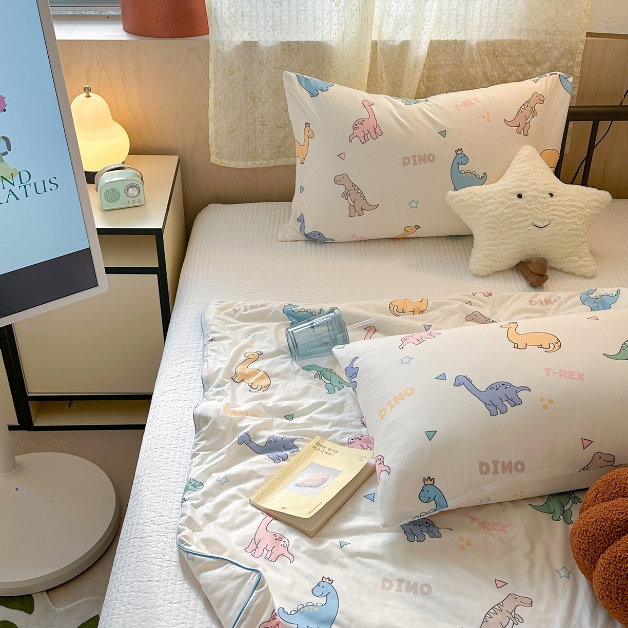 91家纺网 家纺一手货源 找家纺 咏绒家纺工厂店 厂家直销网销爆款花型永不断货2025春夏新款A类牛奶针织棉大豆夏被（长期款） 七彩恐龙