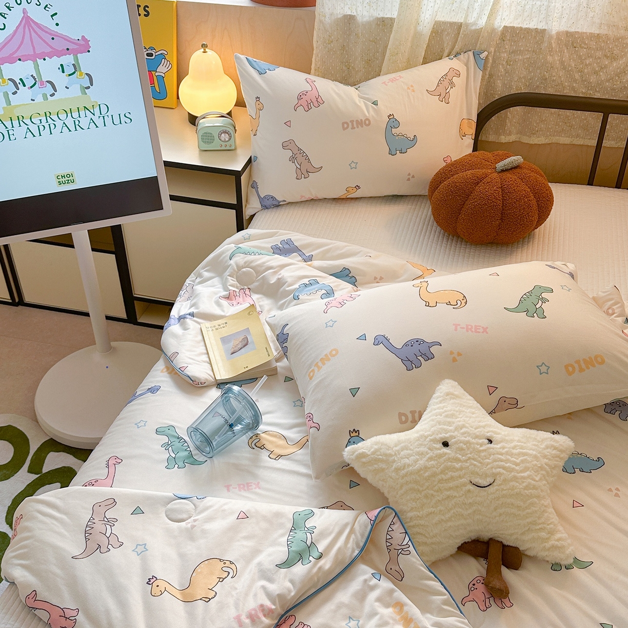 91家纺网 家纺一手货源 找家纺 咏绒家纺工厂店 厂家直销网销爆款花型永不断货2025春夏新款A类牛奶针织棉大豆夏被（长期款） 七彩恐龙