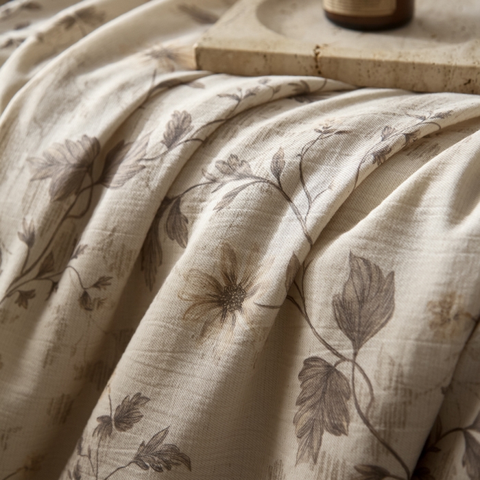 91家纺网 家纺一手货源 找家纺 大彩家居 2026新款棉麻夏被 藤蔓光影