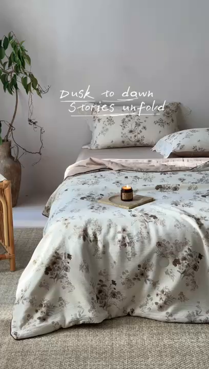 91家纺网 家纺一手货源 找家纺 大彩家居 2026新款棉麻夏被 浅秋印象