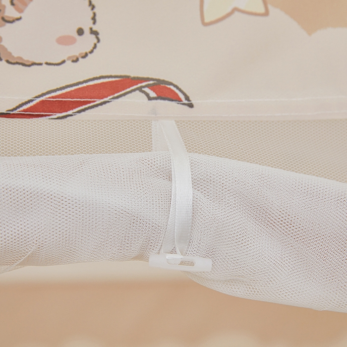 91家纺网 家纺一手货源 找家纺 青竹苑 2026新款贴布口袋款床笠底坐床蚊帐 杯子里的熊