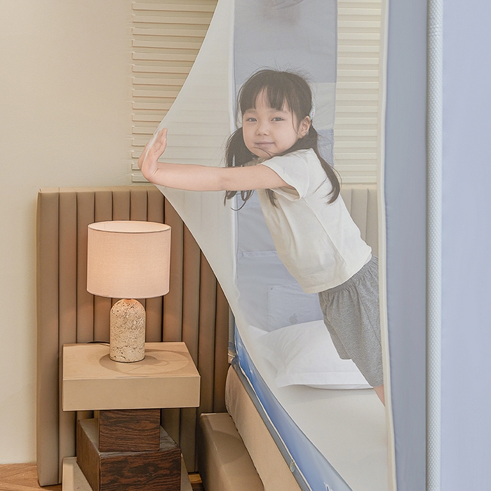 91家纺网 家纺一手货源 找家纺 青竹苑 2026新款贴布口袋款床笠底坐床蚊帐 北极熊熊