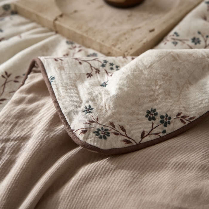 91家纺网 家纺一手货源 找家纺 大彩家居 2026新款棉麻夏被 微风草语