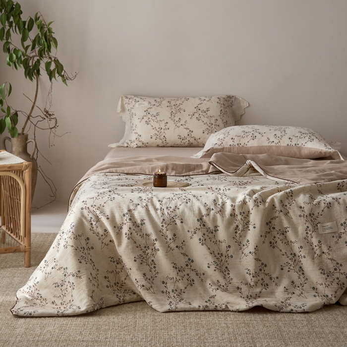 91家纺网 家纺一手货源 找家纺 大彩家居 2026新款棉麻夏被 微风草语