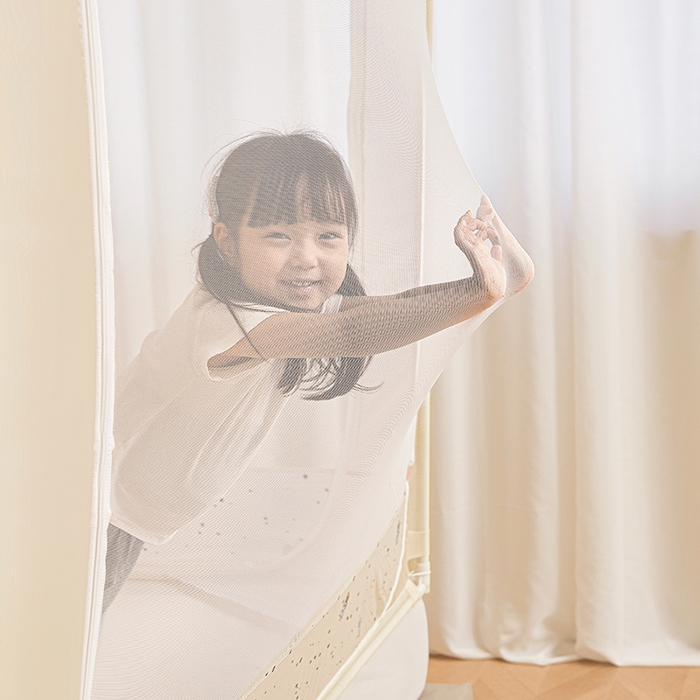 91家纺网 家纺一手货源 找家纺 青竹苑 2026新款贴布口袋款床笠底坐床蚊帐 波点狗狗