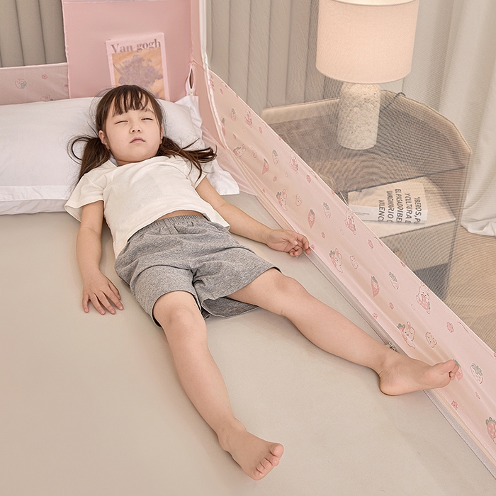 91家纺网 家纺一手货源 找家纺 青竹苑 2026新款贴布口袋款床笠底坐床蚊帐 草莓兔兔