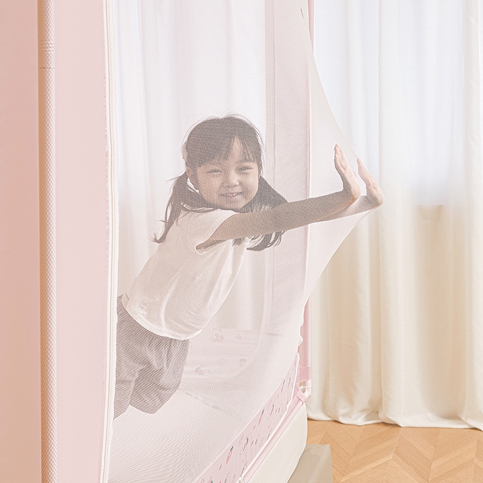 91家纺网 家纺一手货源 找家纺 青竹苑 2026新款贴布口袋款床笠底坐床蚊帐 草莓兔兔