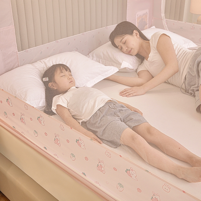 91家纺网 家纺一手货源 找家纺 青竹苑 2026新款贴布口袋款床笠底坐床蚊帐 草莓兔兔