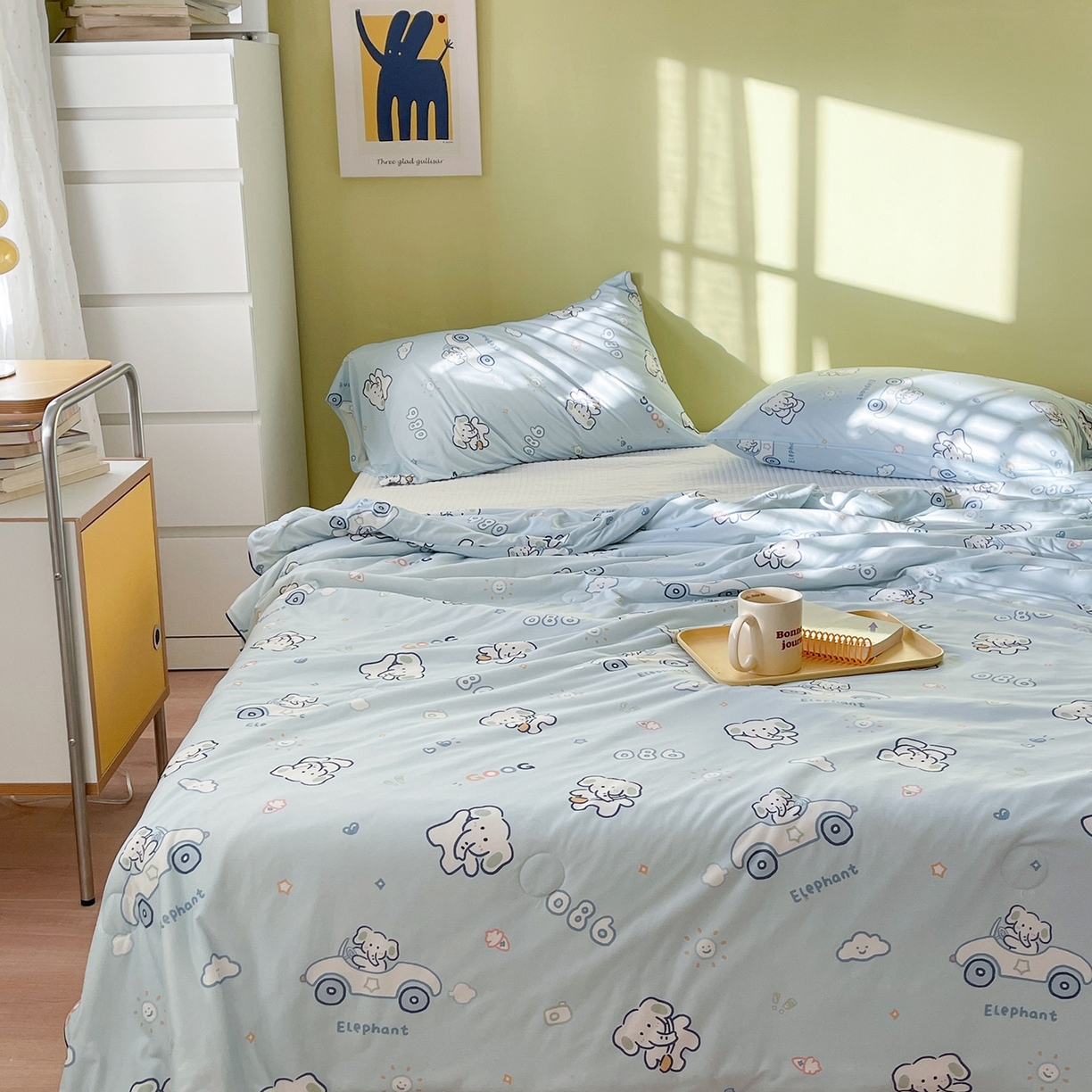 91家纺网 家纺一手货源 找家纺 咏绒家纺工厂店 厂家直销网销爆款花型永不断货2025春夏新款A类牛奶针织棉大豆夏被（长期款） 汽车小象