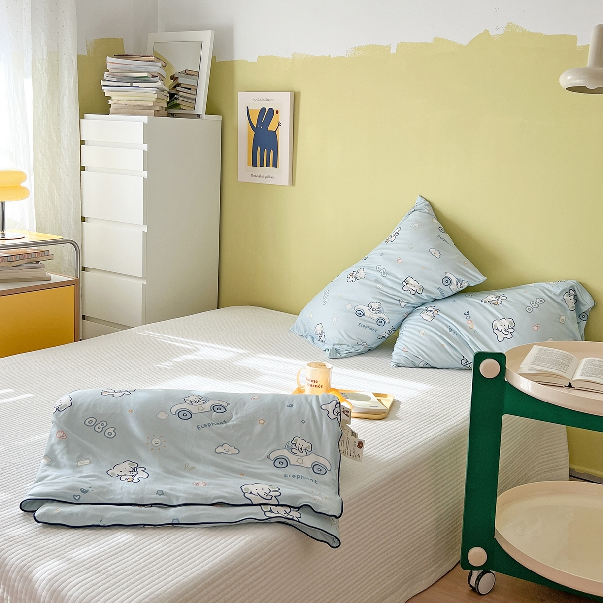 91家纺网 家纺一手货源 找家纺 咏绒家纺工厂店 厂家直销网销爆款花型永不断货2025春夏新款A类牛奶针织棉大豆夏被（长期款） 汽车小象