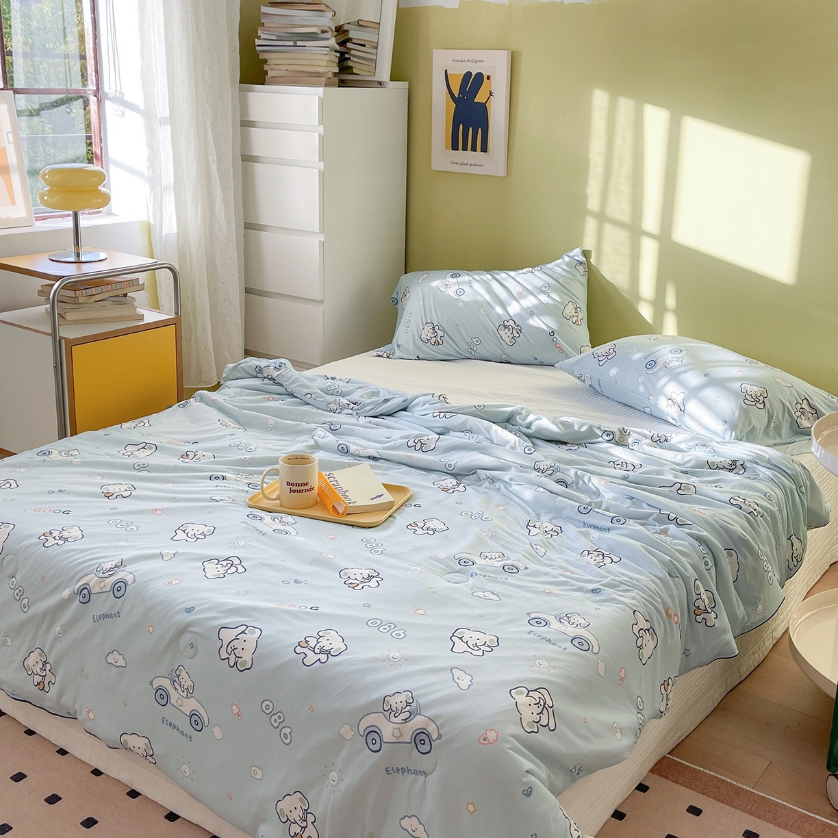 91家纺网 家纺一手货源 找家纺 咏绒家纺工厂店 厂家直销网销爆款花型永不断货2025春夏新款A类牛奶针织棉大豆夏被（长期款） 汽车小象