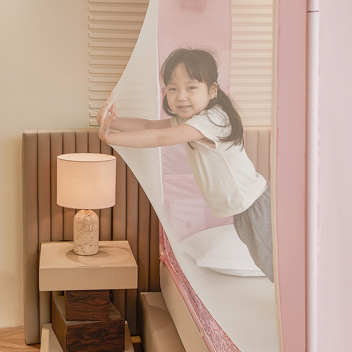 91家纺网 家纺一手货源 找家纺 青竹苑 2026新款贴布口袋款床笠底坐床蚊帐 动物聚餐