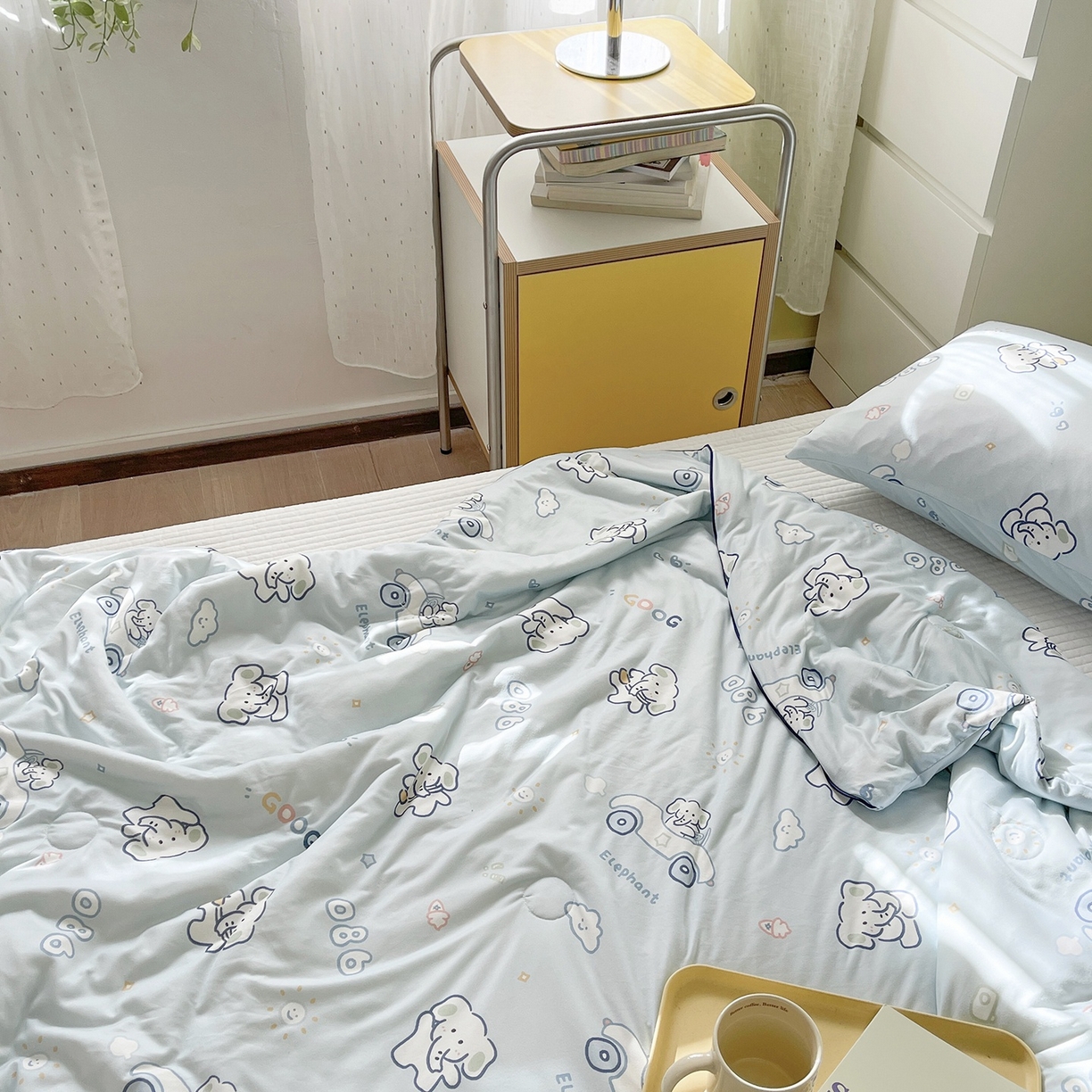 91家纺网 家纺一手货源 找家纺 咏绒家纺工厂店 厂家直销网销爆款花型永不断货2025春夏新款A类牛奶针织棉大豆夏被（长期款） 汽车小象