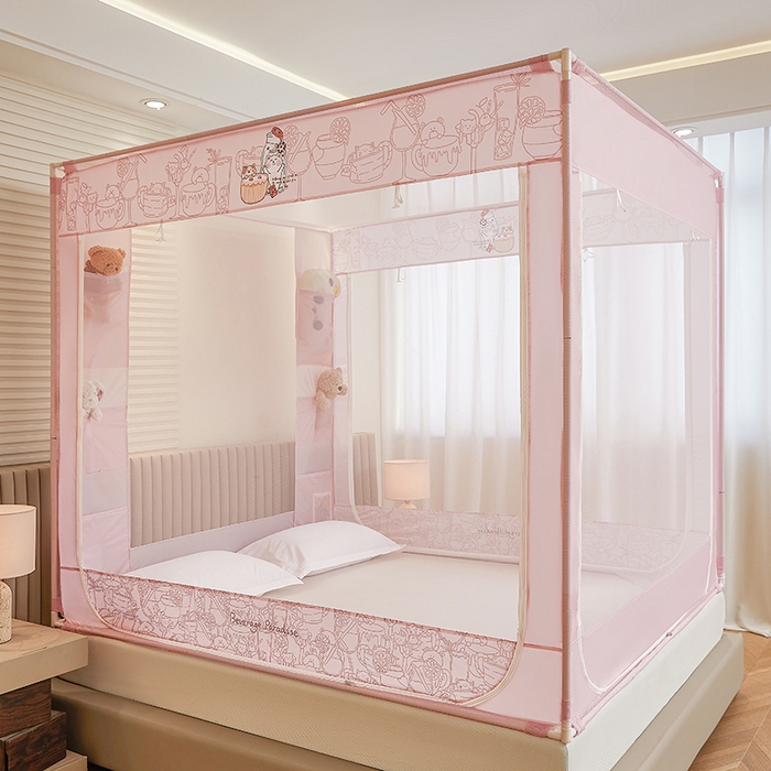 青竹苑 2026新款贴布口袋款床笠底坐床蚊帐 动物聚餐