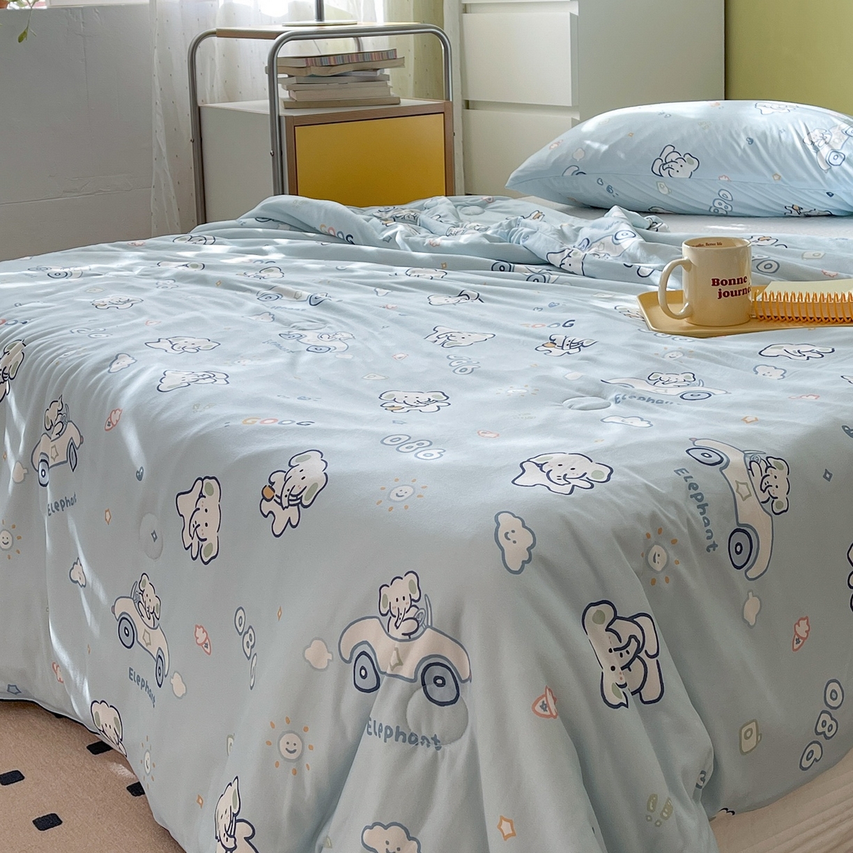 91家纺网 家纺一手货源 找家纺 咏绒家纺工厂店 厂家直销网销爆款花型永不断货2025春夏新款A类牛奶针织棉大豆夏被（长期款） 汽车小象