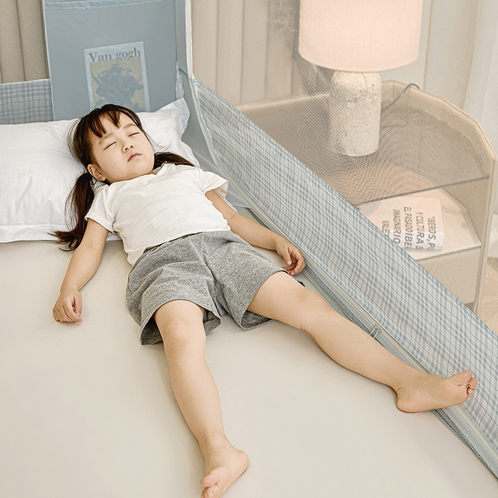 91家纺网 家纺一手货源 找家纺 青竹苑 2026新款贴布口袋款床笠底坐床蚊帐 格子兔兔