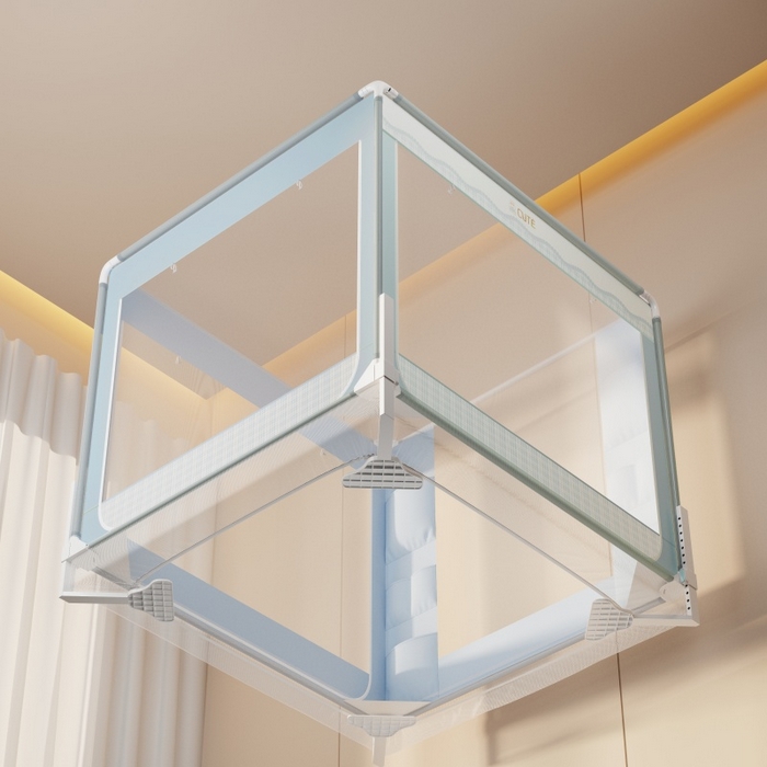 91家纺网 家纺一手货源 找家纺 青竹苑 2026新款贴布口袋款床笠底坐床蚊帐 格子兔兔