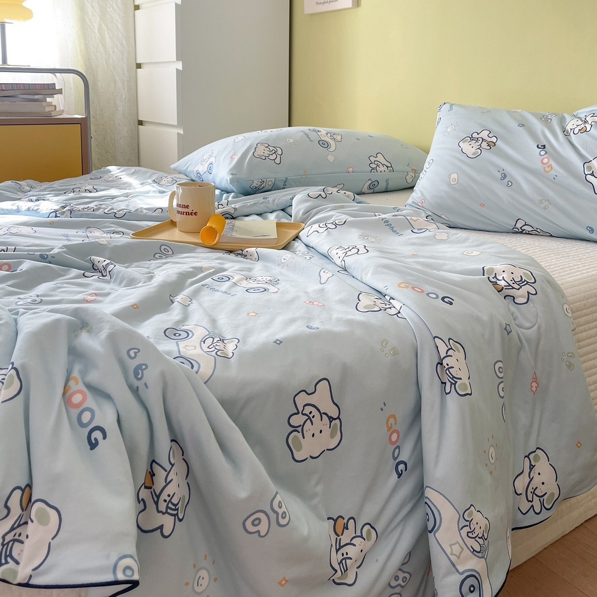 91家纺网 家纺一手货源 找家纺 咏绒家纺工厂店 厂家直销网销爆款花型永不断货2025春夏新款A类牛奶针织棉大豆夏被（长期款） 汽车小象