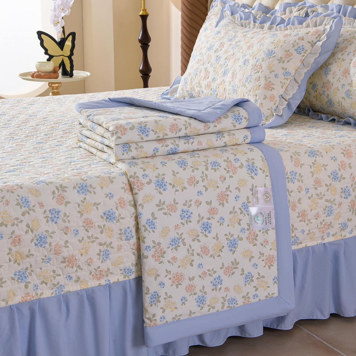 金梦家居 2026新款水洗棉床盖夏被款四件套 花团锦簇