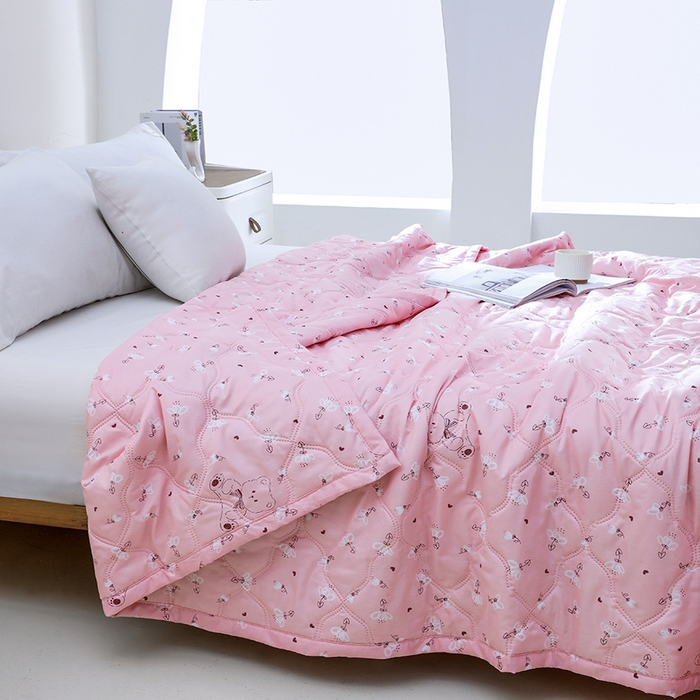 诗雅纺织 2026新款亲肤绒夏被空调被夏凉被 粉色熊掌