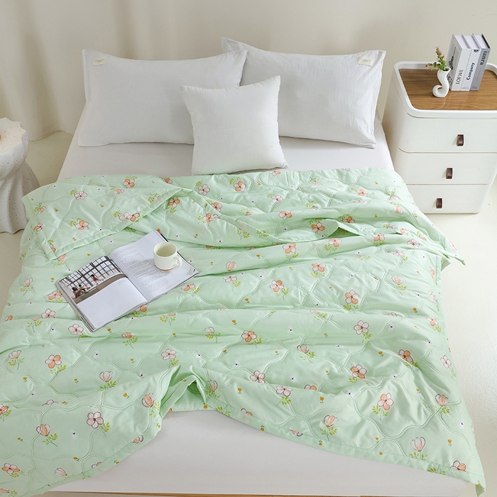 91家纺网 家纺一手货源 找家纺 诗雅纺织 2026新款亲肤绒夏被空调被夏凉被 春意