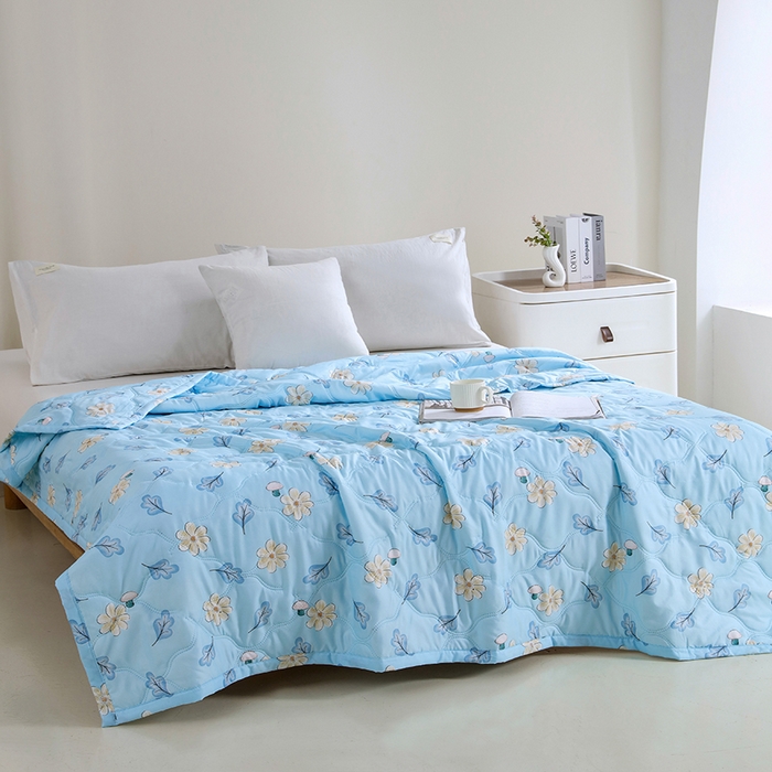 91家纺网 家纺一手货源 找家纺 诗雅纺织 2026新款亲肤绒夏被空调被夏凉被 华叶