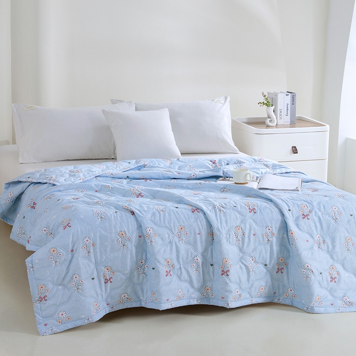 91家纺网 家纺一手货源 找家纺 诗雅纺织 2026新款亲肤绒夏被空调被夏凉被 礼花