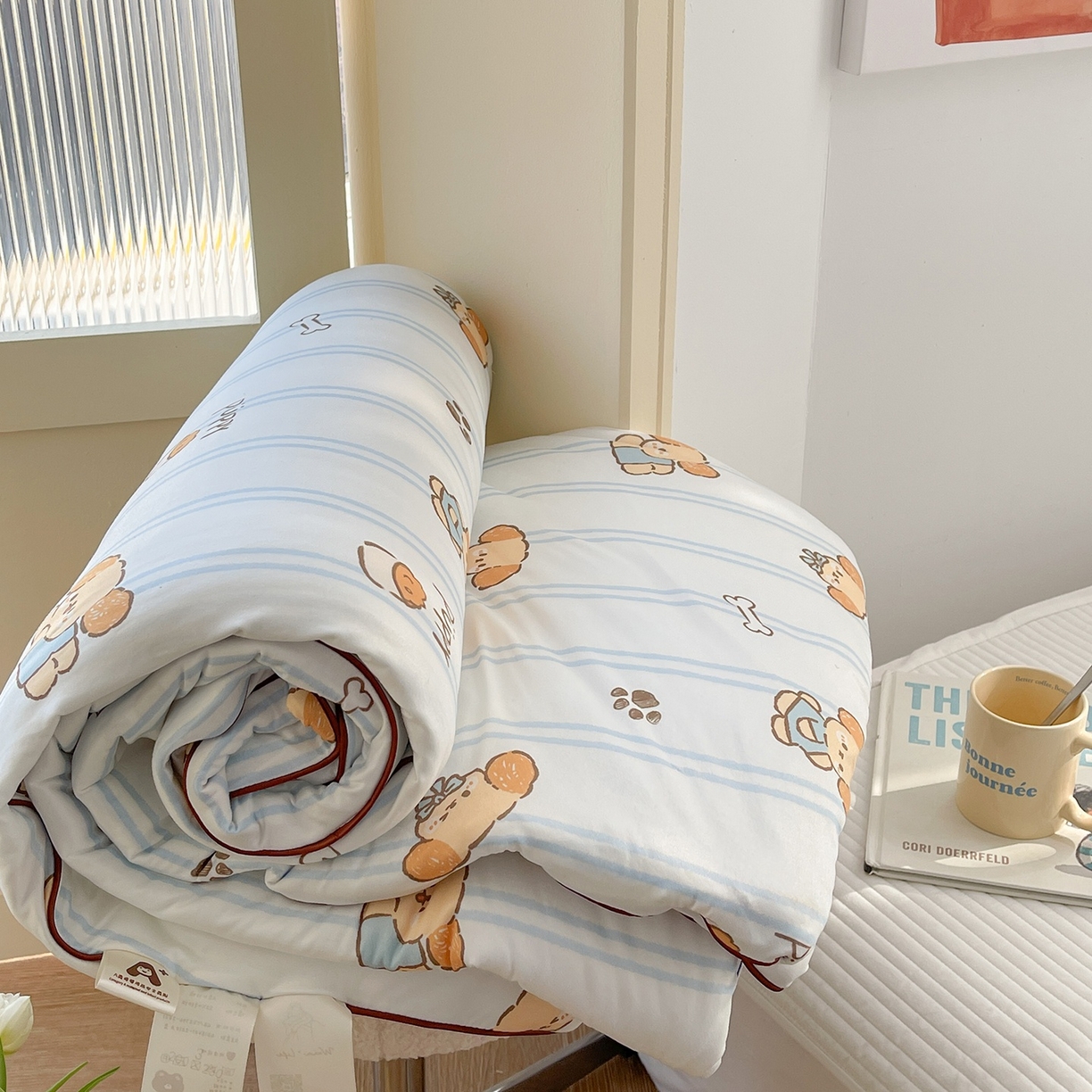 91家纺网 家纺一手货源 找家纺 咏绒家纺工厂店 厂家直销网销爆款花型永不断货2025春夏新款A类牛奶针织棉大豆夏被（长期款） 贪吃狗