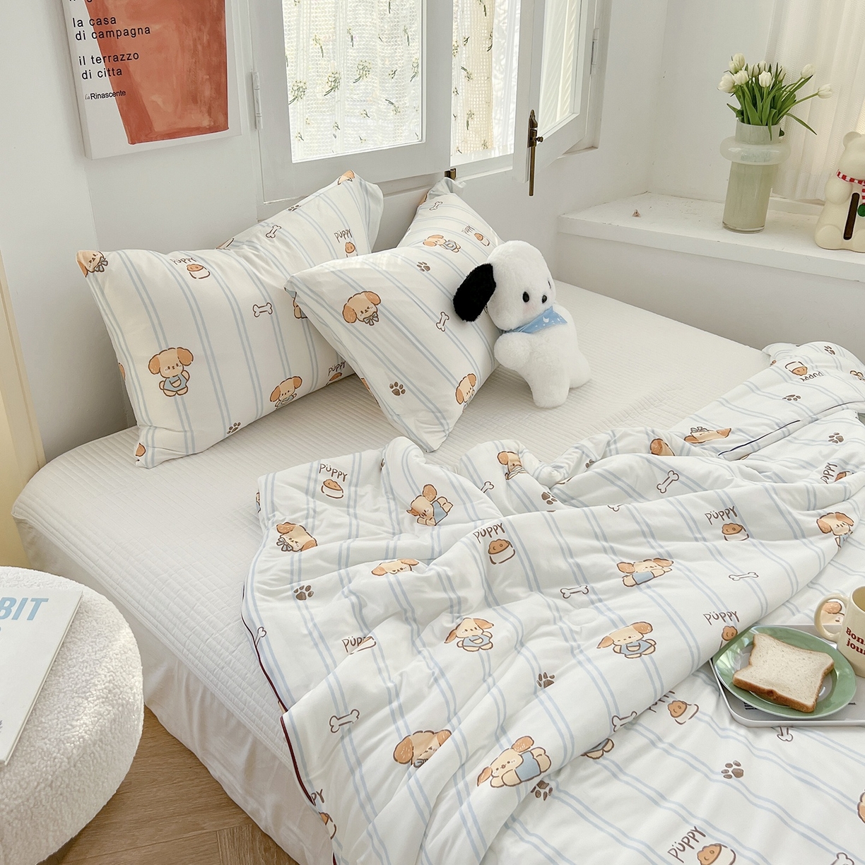 91家纺网 家纺一手货源 找家纺 咏绒家纺工厂店 厂家直销网销爆款花型永不断货2025春夏新款A类牛奶针织棉大豆夏被（长期款） 贪吃狗