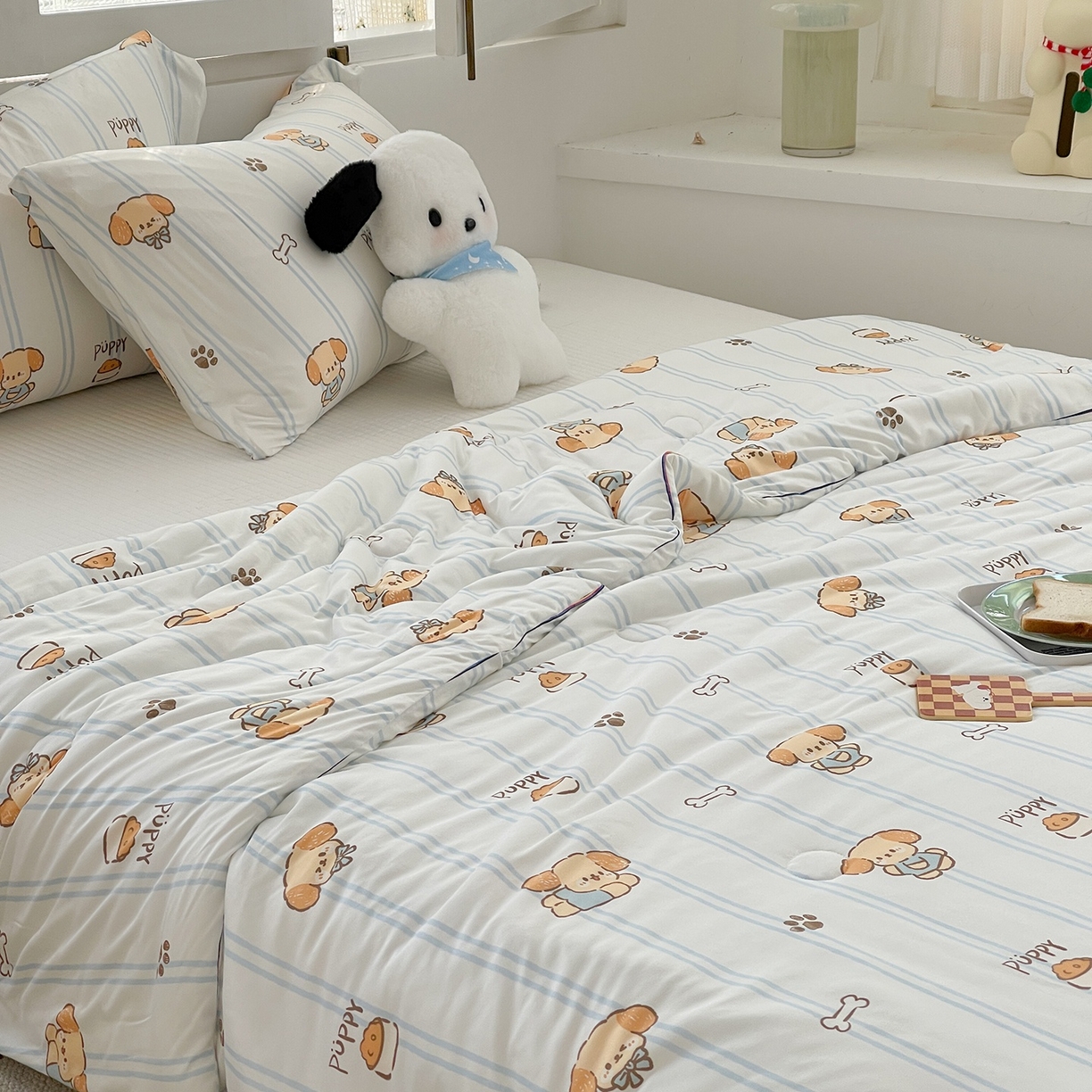 91家纺网 家纺一手货源 找家纺 咏绒家纺工厂店 厂家直销网销爆款花型永不断货2025春夏新款A类牛奶针织棉大豆夏被（长期款） 贪吃狗